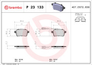 P 23 133X Sada brzdových destiček, kotoučová brzda XTRA LINE BREMBO