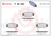 P 28 032 Sada brzdových destiček, kotoučová brzda PRIME LINE BREMBO