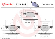 P 28 044X Sada brzdových destiček, kotoučová brzda XTRA LINE BREMBO