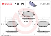 P 28 078 Sada brzdových destiček, kotoučová brzda PRIME LINE BREMBO