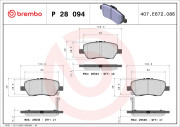 P 28 094 Sada brzdových destiček, kotoučová brzda PRIME LINE BREMBO