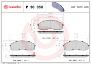 P 30 058 Sada brzdových destiček, kotoučová brzda PRIME LINE BREMBO