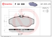 P 44 008 Sada brzdových destiček, kotoučová brzda PRIME LINE BREMBO