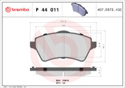 P 44 011 Sada brzdových destiček, kotoučová brzda PRIME LINE BREMBO