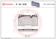 P 44 018 Sada brzdových destiček, kotoučová brzda PRIME LINE BREMBO