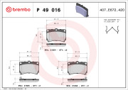 P 49 016 Sada brzdových destiček, kotoučová brzda PRIME LINE BREMBO