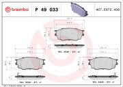 P 49 033 Sada brzdových destiček, kotoučová brzda PRIME LINE BREMBO