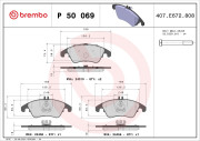 P 50 069X Sada brzdových destiček, kotoučová brzda XTRA LINE BREMBO