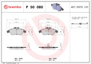 P 50 080 Sada brzdových destiček, kotoučová brzda PRIME LINE BREMBO