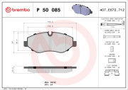 P 50 085 Sada brzdových destiček, kotoučová brzda PRIME LINE BREMBO