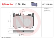 P 50 114 Sada brzdových destiček, kotoučová brzda PRIME LINE BREMBO