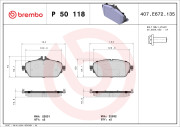 P 50 118 Sada brzdových destiček, kotoučová brzda PRIME LINE BREMBO