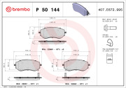 P 50 144 Sada brzdových destiček, kotoučová brzda PRIME LINE BREMBO