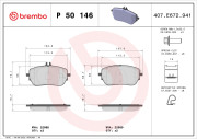 P 50 146 Sada brzdových destiček, kotoučová brzda PRIME LINE BREMBO