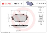 P50151N Sada brzdových destiček, kotoučová brzda BREMBO NAO LINE BREMBO