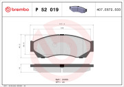 P 52 019 Sada brzdových destiček, kotoučová brzda PRIME LINE BREMBO