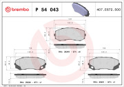 P 54 043 Sada brzdových destiček, kotoučová brzda PRIME LINE BREMBO