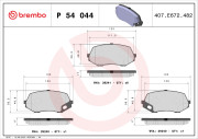 P 54 044 Sada brzdových destiček, kotoučová brzda PRIME LINE BREMBO