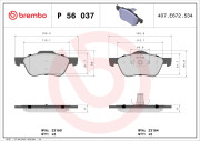 P 56 037 Sada brzdových destiček, kotoučová brzda PRIME LINE BREMBO