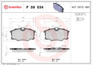 P 59 034 Sada brzdových destiček, kotoučová brzda PRIME LINE BREMBO