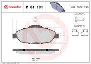 P 61 101 Sada brzdových destiček, kotoučová brzda PRIME LINE BREMBO