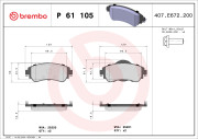 P 61 105 Sada brzdových destiček, kotoučová brzda PRIME LINE BREMBO