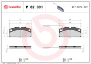 P 62 001 Sada brzdových destiček, kotoučová brzda PRIME LINE BREMBO