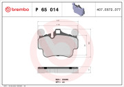 P 65 014 Sada brzdových destiček, kotoučová brzda PRIME LINE BREMBO