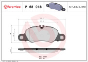 P 65 018 Sada brzdových destiček, kotoučová brzda PRIME LINE BREMBO