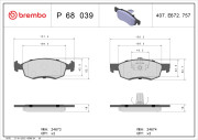 P 68 039 Sada brzdových destiček, kotoučová brzda PRIME LINE BREMBO