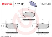 P 77 001 Sada brzdových destiček, kotoučová brzda PRIME LINE BREMBO