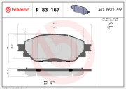 P 83 167 Sada brzdových destiček, kotoučová brzda PRIME LINE BREMBO