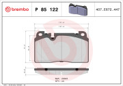 P 85 122 Sada brzdových destiček, kotoučová brzda PRIME LINE BREMBO