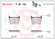 P 85 152X Sada brzdových destiček, kotoučová brzda XTRA LINE BREMBO