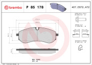 P 85 178 Sada brzdových destiček, kotoučová brzda PRIME LINE BREMBO