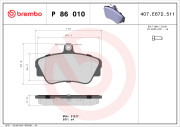 P 86 010 Sada brzdových destiček, kotoučová brzda PRIME LINE BREMBO