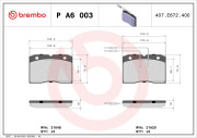 P A6 003 Sada brzdových destiček, kotoučová brzda PRIME LINE BREMBO