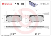 P A6 016 Sada brzdových destiček, kotoučová brzda PRIME LINE BREMBO