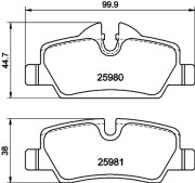 MDB3438 Sada brzdových destiček, kotoučová brzda MINTEX