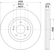 MDC1386 Brzdový kotouč MINTEX