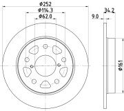 MDC2882C Brzdový kotouč MINTEX