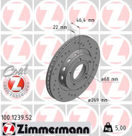 100.1239.52 Brzdový kotouč SPORT BRAKE DISC COAT Z ZIMMERMANN