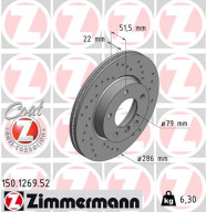 150.1269.52 Brzdový kotouč SPORT BRAKE DISC COAT Z ZIMMERMANN