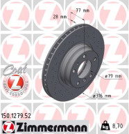 150.1279.52 Brzdový kotouč SPORT BRAKE DISC COAT Z ZIMMERMANN