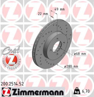 200.2514.52 Brzdový kotouč SPORT BRAKE DISC COAT Z ZIMMERMANN