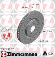 280.3178.52 Brzdový kotouč SPORT BRAKE DISC COAT Z ZIMMERMANN