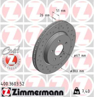 400.3603.52 Brzdový kotouč SPORT BRAKE DISC COAT Z ZIMMERMANN