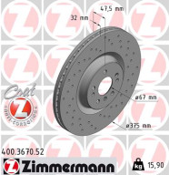 400.3670.52 Brzdový kotouč SPORT BRAKE DISC COAT Z ZIMMERMANN