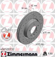 450.5207.52 Brzdový kotouč SPORT BRAKE DISC COAT Z ZIMMERMANN