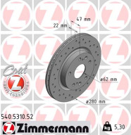 540.5310.52 Brzdový kotouč SPORT BRAKE DISC COAT Z ZIMMERMANN